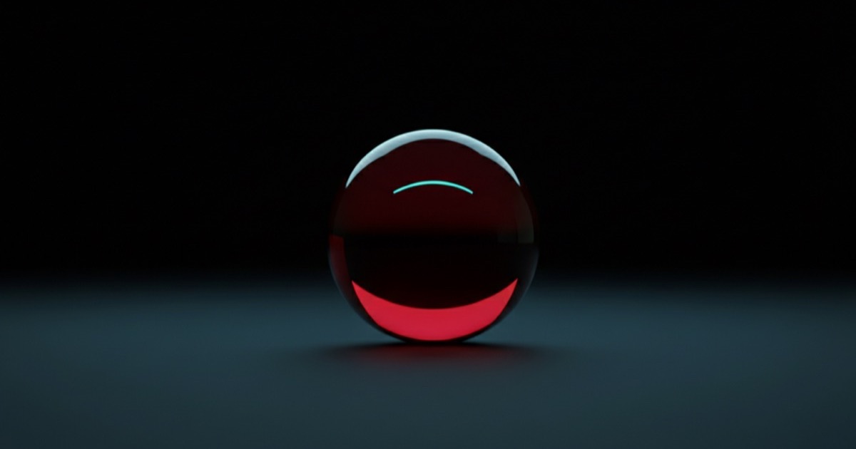 Hemoglobin: deep red translucent glass sphere on a dark surface