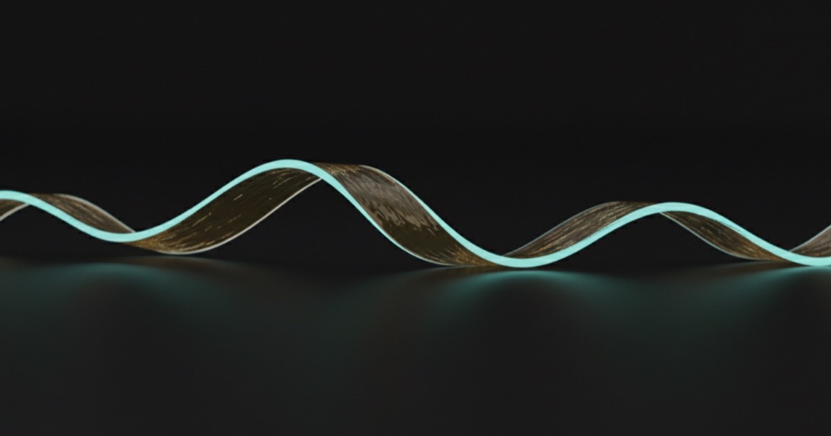 Omega-3 Index: golden-tinted glass ribbon folded like a wave on a dark surface